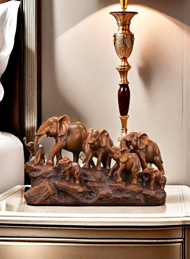 SHTWX 7 Elephants Herd with Babies Statue Elephant Family Frgurines Sculpture for Home Office Living Room Desktop Decoration Figurines Indoor Feng Shui Decor (Wood) - Image 3